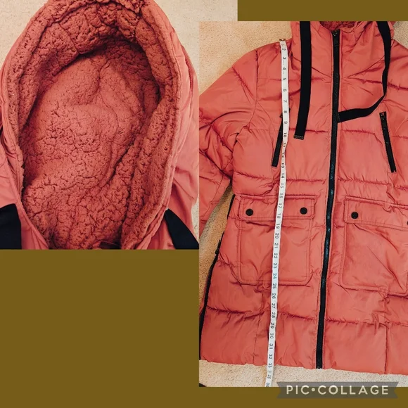 Y2K Rocawear Quilted Puffer Parka Jacket w Sherpa Hood Multi Pockets & Zip Sides - Picture 15 of 16